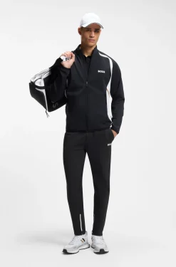 Active Jogginghose aus Stretch-Gabardine mit Reißverschlüssen an den Säumen
