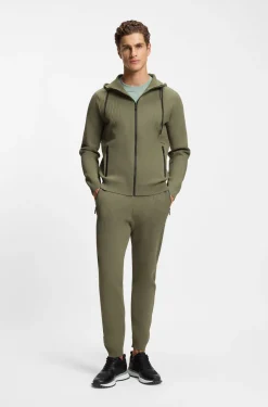Active Regular-Fit Hoodie mit Reißverschluss und Jacquard-Streifen