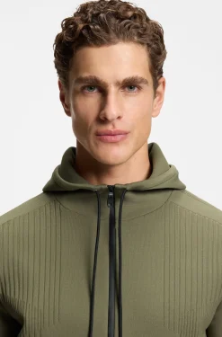 Active Regular-Fit Hoodie mit Reißverschluss und Jacquard-Streifen