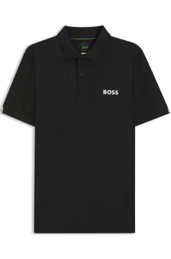 Active Slim-Fit Poloshirt aus gestreiftem Jersey mit Vierwege-Stretch