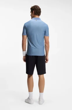 Active Slim-Fit Poloshirt aus gestreiftem Jersey mit Vierwege-Stretch