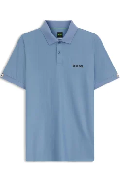 Active Slim-Fit Poloshirt aus gestreiftem Jersey mit Vierwege-Stretch