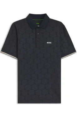 Active Slim-Fit Poloshirt mit geprägtem Tennisball-Muster