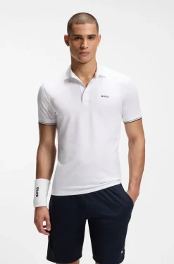 Active Slim-Fit Poloshirt mit geprägtem Tennisball-Muster