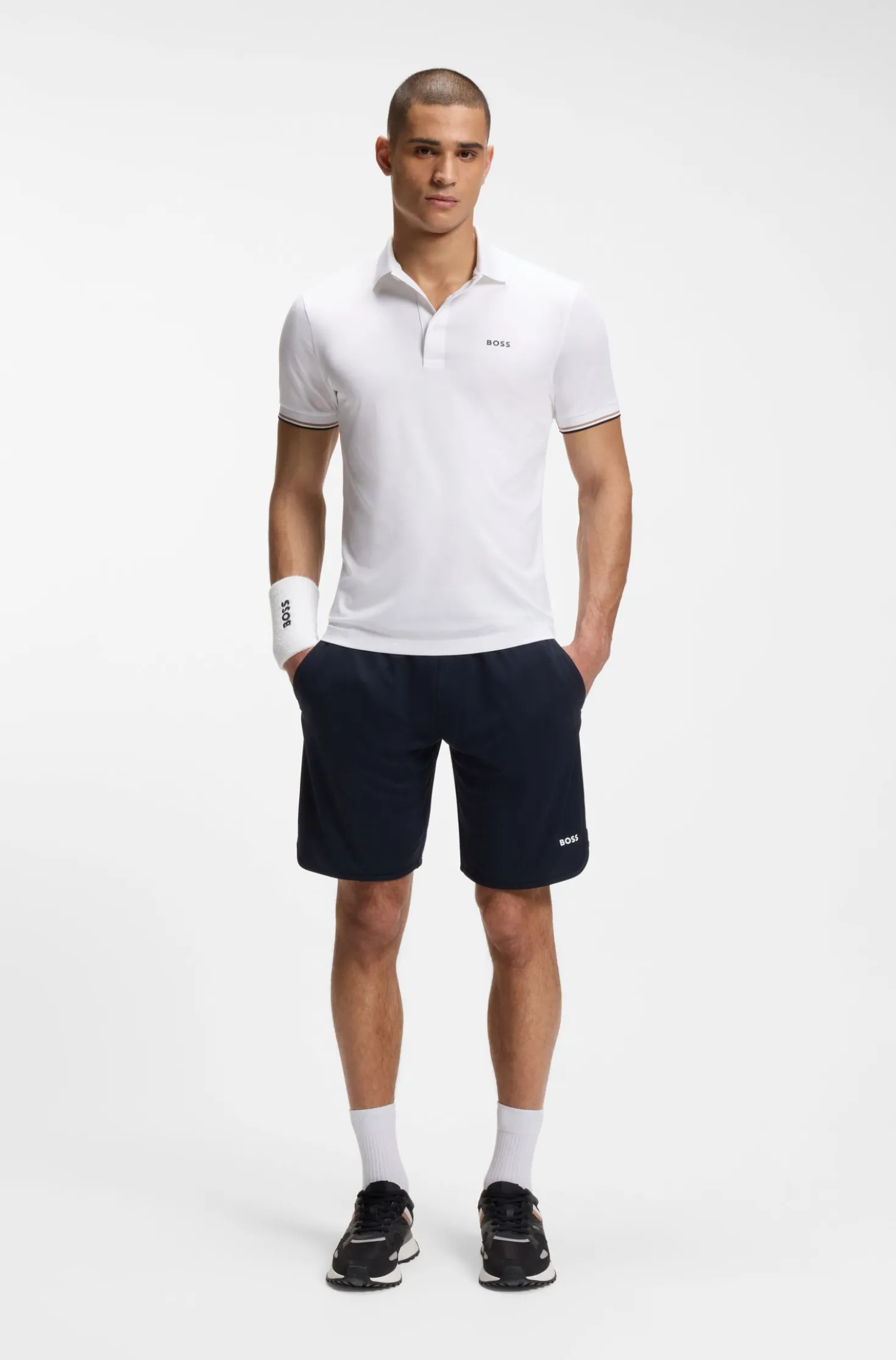 Active Slim-Fit Poloshirt mit geprägtem Tennisball-Muster