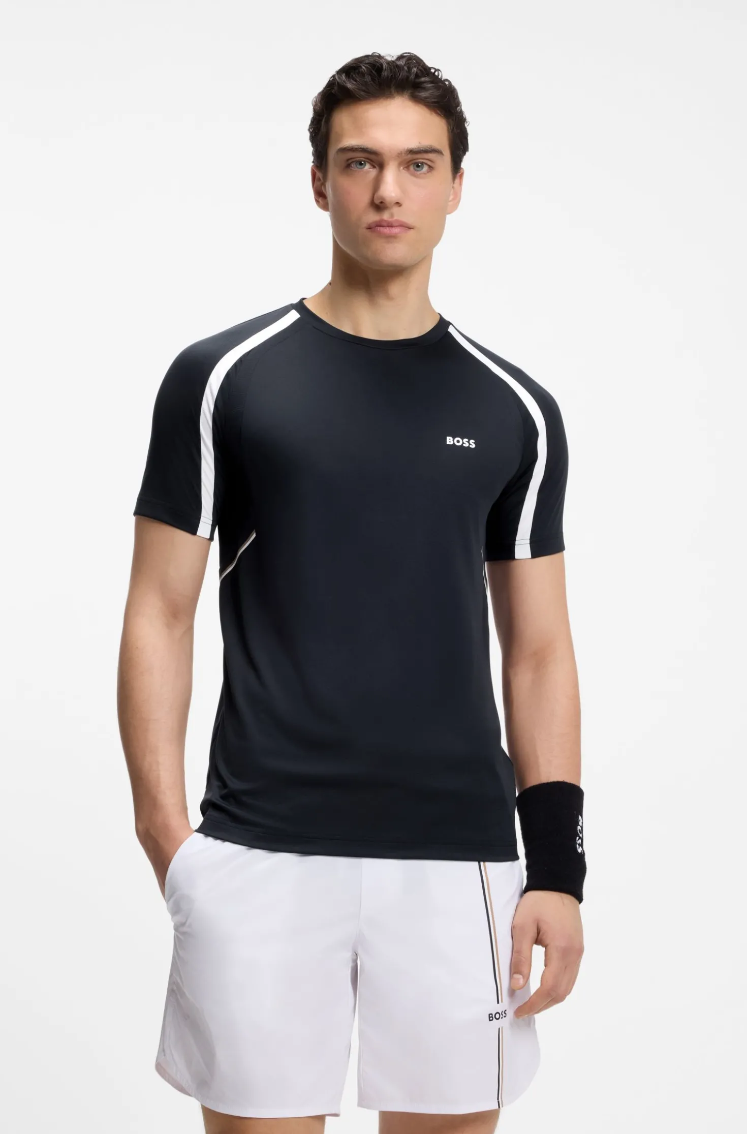 Active Slim-Fit T-Shirt aus Stretch-Gewebe mit kontrastfarbenen Akzenten