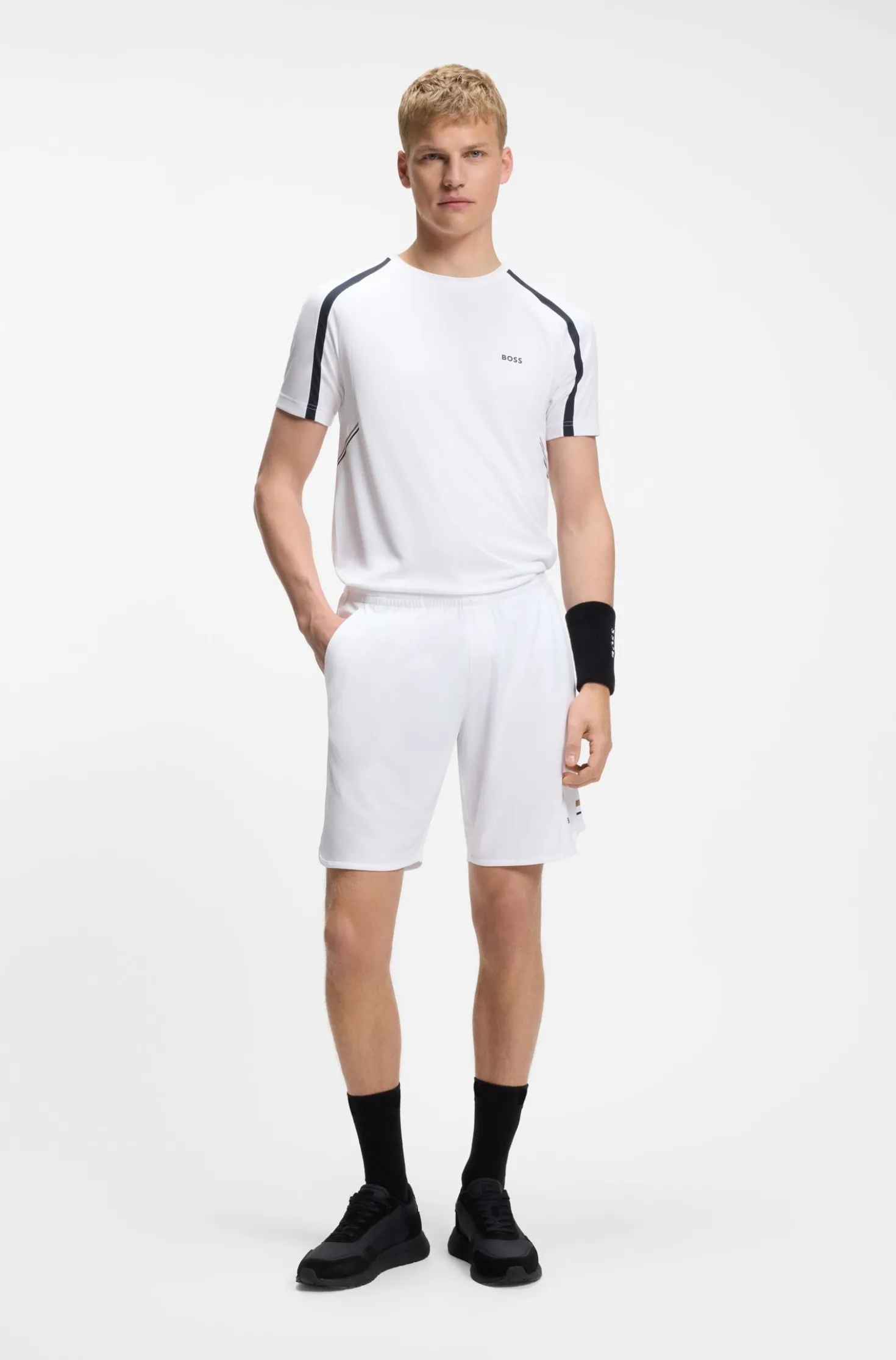 Active Slim-Fit T-Shirt aus Stretch-Gewebe mit kontrastfarbenen Akzenten