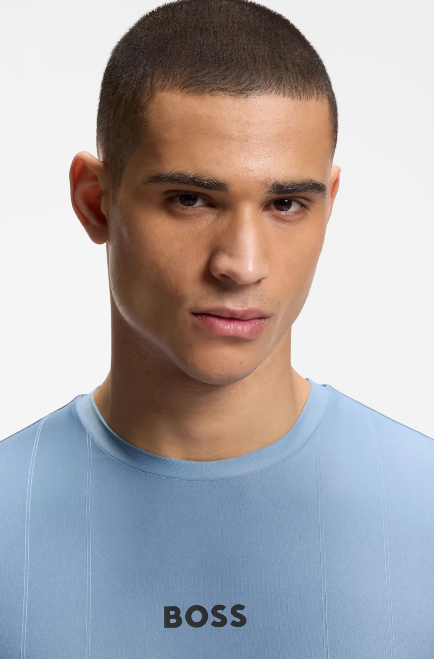 Active Slim-Fit T-Shirt mit Jacquard-Streifen und Logo-Print