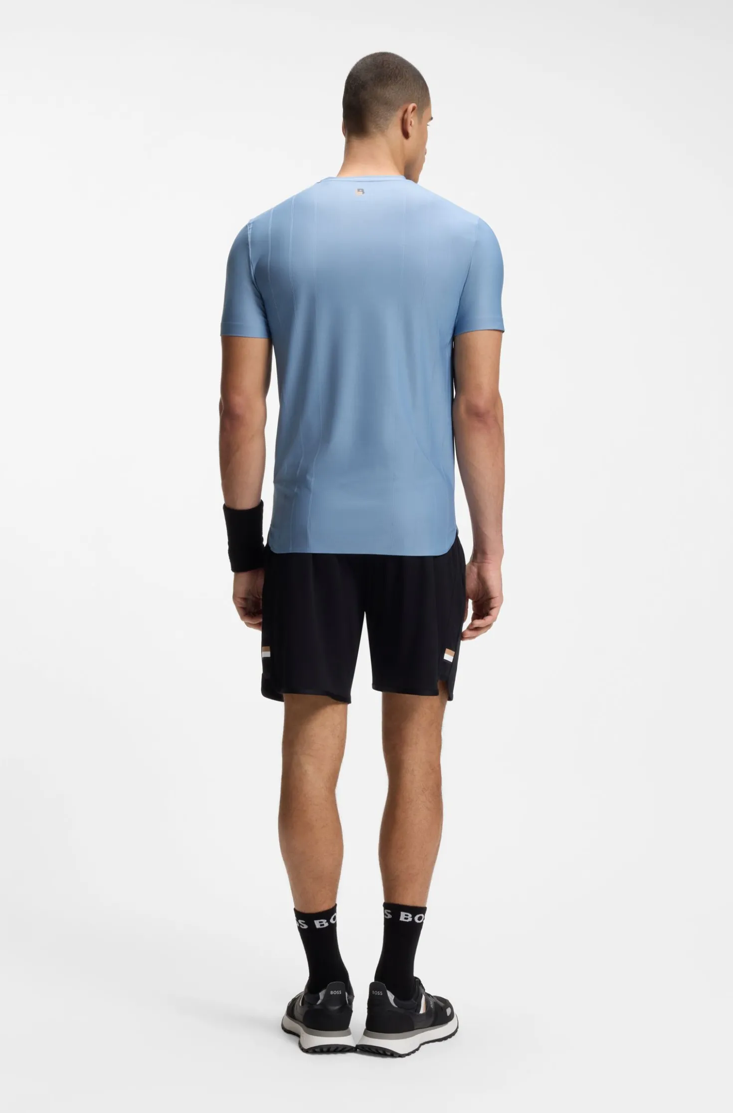 Active Slim-Fit T-Shirt mit Jacquard-Streifen und Logo-Print