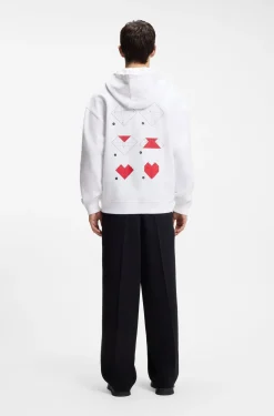 All-gender Hoodie aus Baumwoll-Terry mit Origami-Herz-Artwork