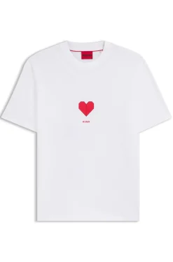 All-gender T-Shirt aus Baumwoll-Jersey mit Origami-Herz-Prints