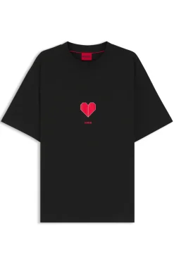 All-gender T-Shirt aus Baumwoll-Jersey mit Origami-Herz-Prints