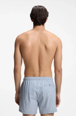 Badeshorts aus Seersucker-Gewebe mit Logo-Stickerei