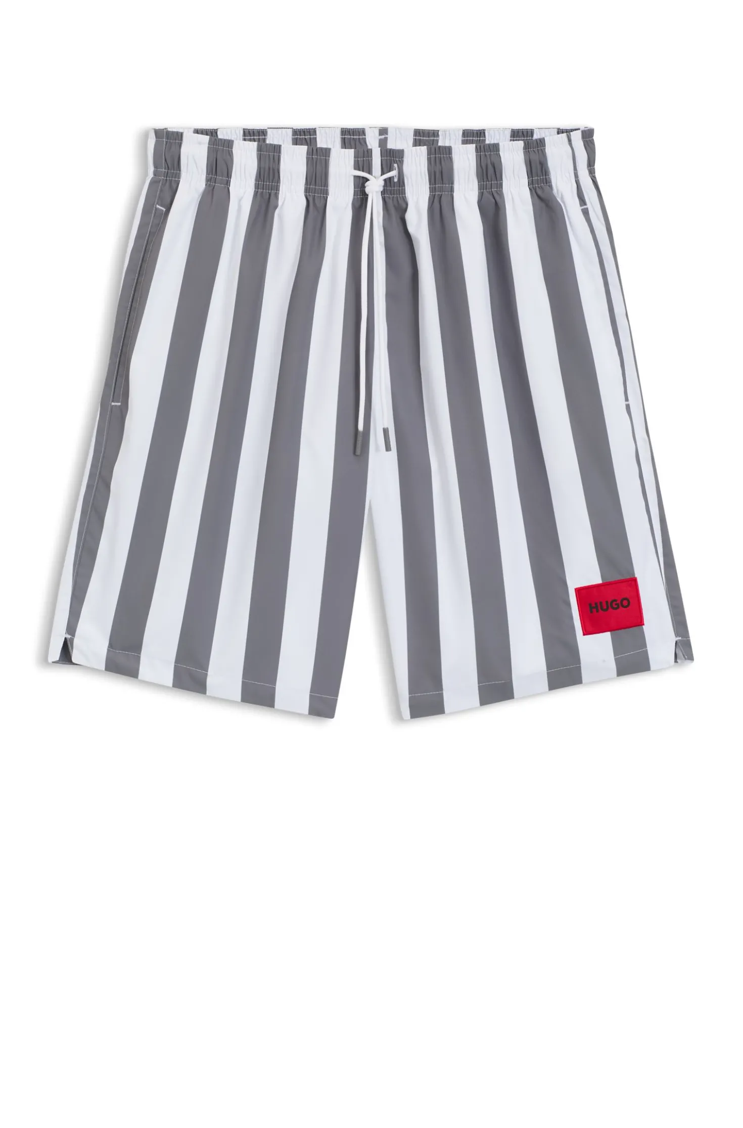 Badeshorts mit Blockstreifen und Logo-Label