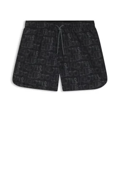 Badeshorts mit saisonalem Print und abgerundetem Saum