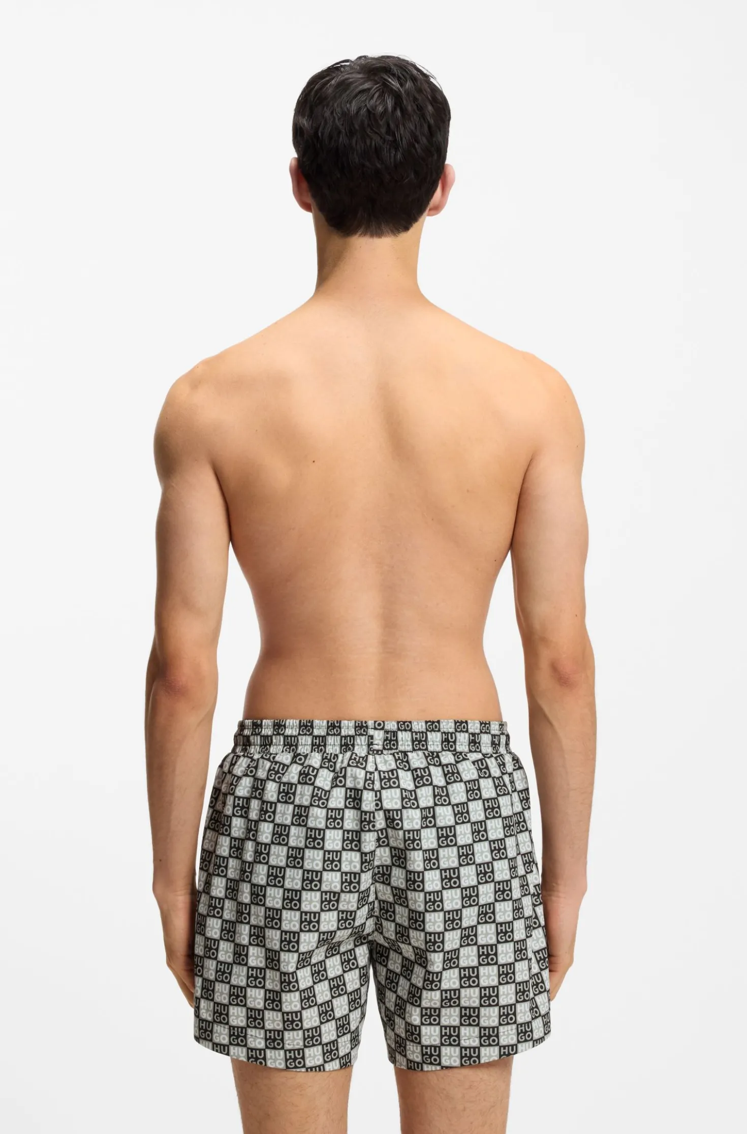 Badeshorts mit Schachbrett-Logos