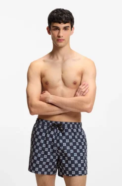 Badeshorts mit Schachbrett-Logos