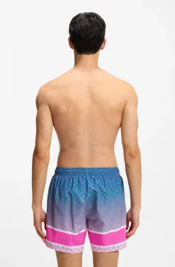Badeshorts mit Streifen und Logo-Print
