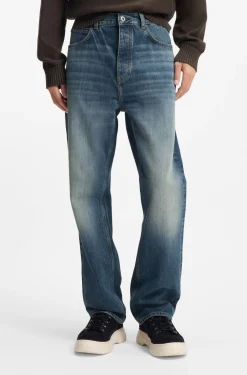 Baggy-Fit Jeans aus blauem Slub-Denim