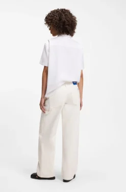 Baggy-Fit Jeans aus festem Denim in Ecru