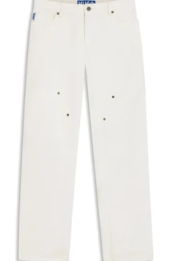 Baggy-Fit Jeans aus festem Denim in Ecru
