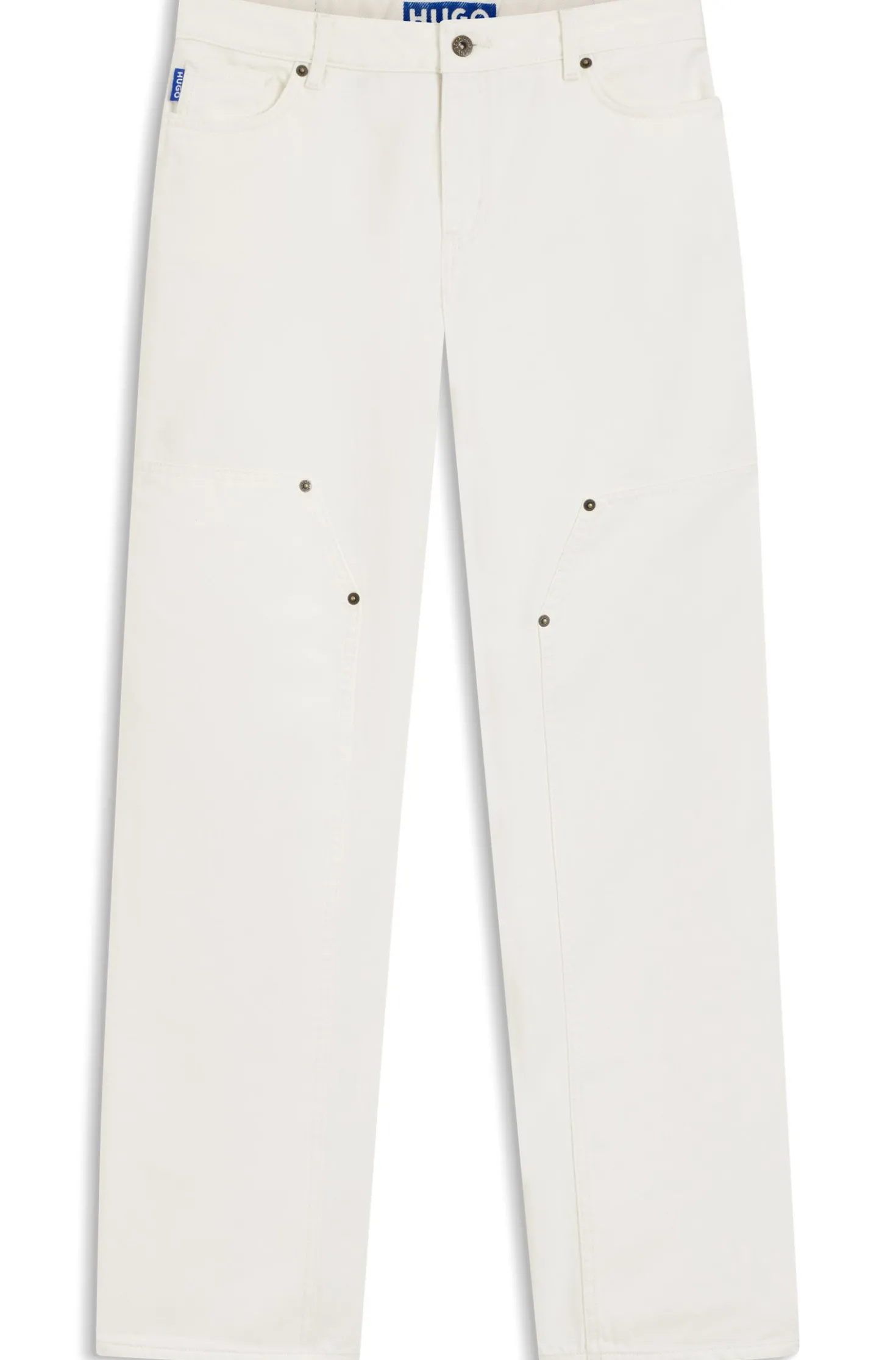 Baggy-Fit Jeans aus festem Denim in Ecru