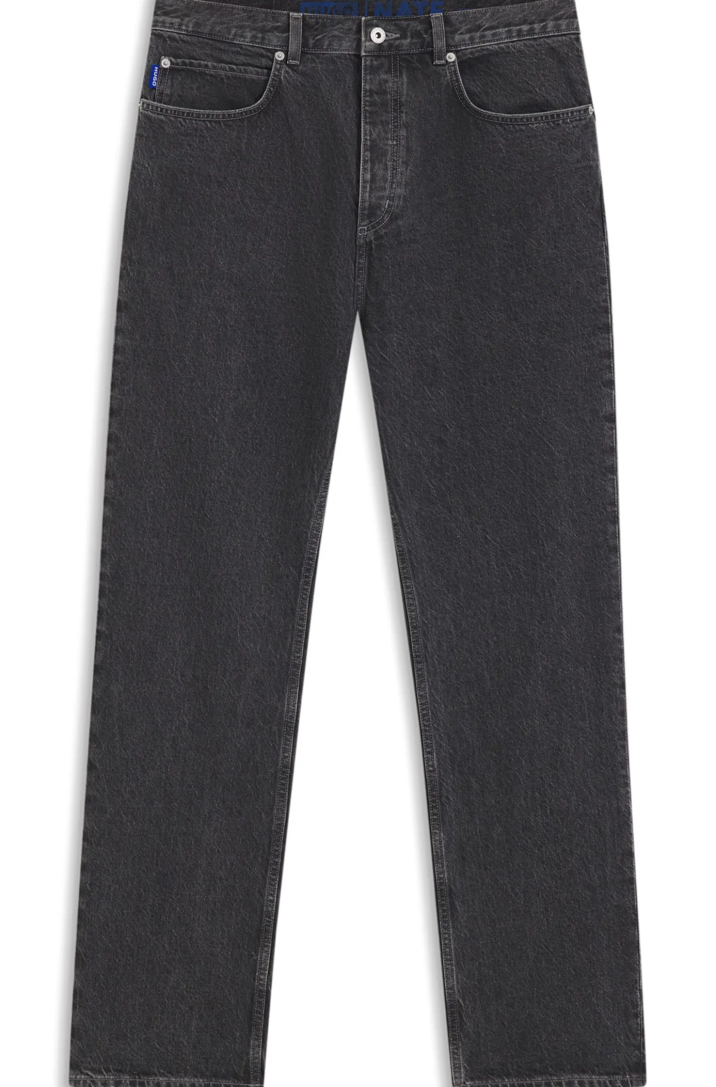 Baggy-Fit Jeans aus schwarzem Denim mit ausgebleichtem Logo