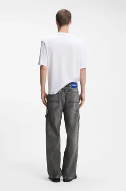 Baggy-Fit Jeans in Schwarz mit Carpenter-Details