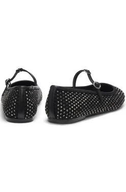 Ballerinas aus Glitzer-Mesh mit Schnallenriemen