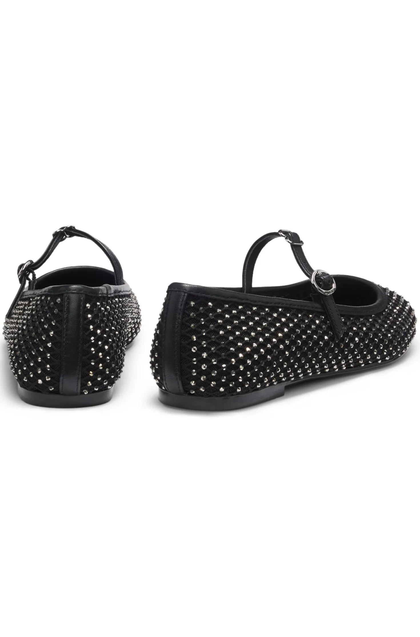 Ballerinas aus Glitzer-Mesh mit Schnallenriemen