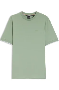 Baumwoll-T-Shirt mit Kontraststreifen an den Ärmelbündchen