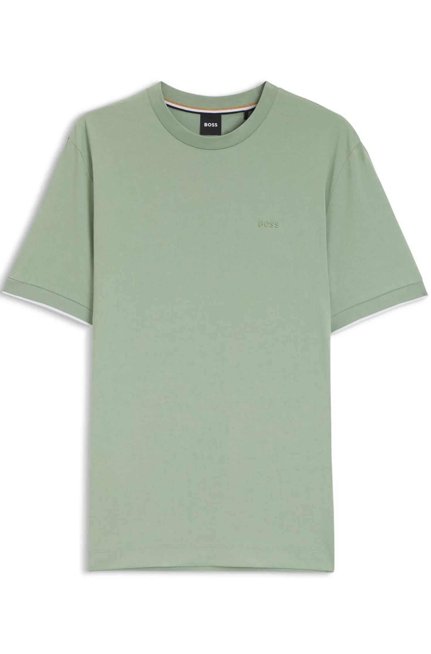 Baumwoll-T-Shirt mit Kontraststreifen an den Ärmelbündchen