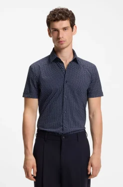 Bedrucktes Slim-Fit Hemd aus funktionalem Stretch-Jersey