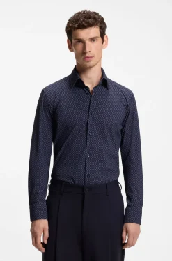 Bedrucktes Slim-Fit Hemd aus Performance-Stretch-Gewebe