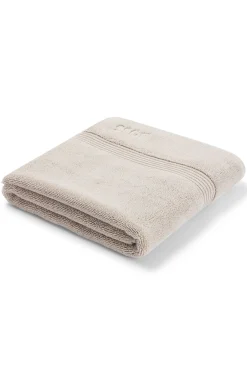 Beige Badematte aus ägäischer Baumwolle mit tonalem Logo