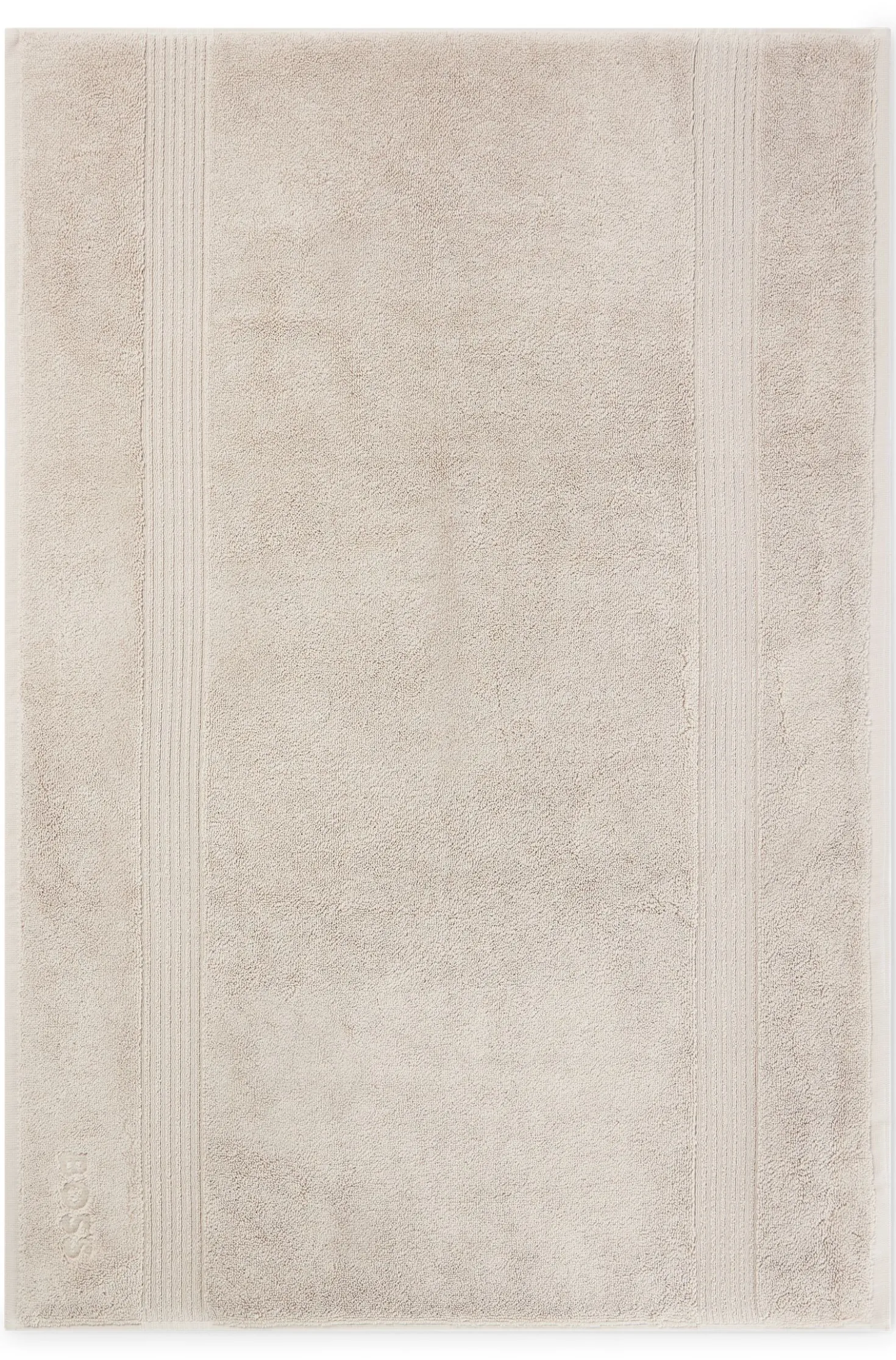 Beige Badematte aus ägäischer Baumwolle mit tonalem Logo