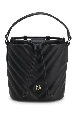 Beuteltasche aus gestepptem Kunstleder mit Stack-Logo