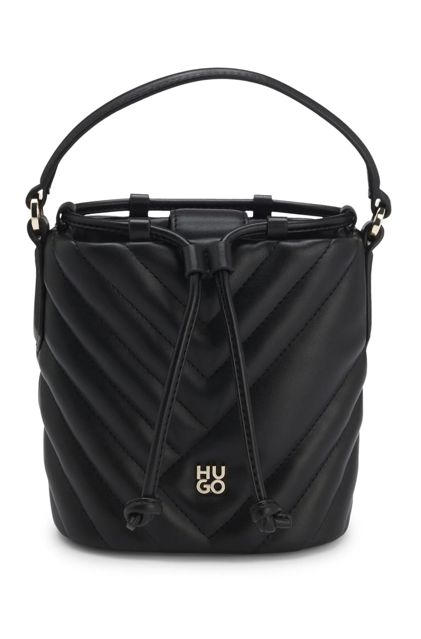 Beuteltasche aus gestepptem Kunstleder mit Stack-Logo