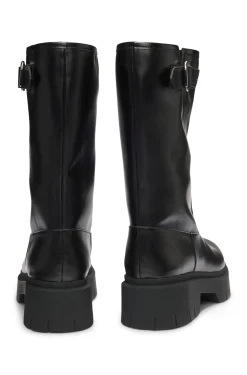 Biker-Boots aus Kunstleder mit Schnallen-Detail