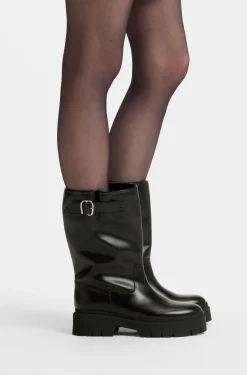 Biker-Boots aus Kunstleder mit Schnallen-Detail