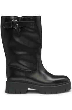 Biker-Boots aus Kunstleder mit Schnallen-Detail