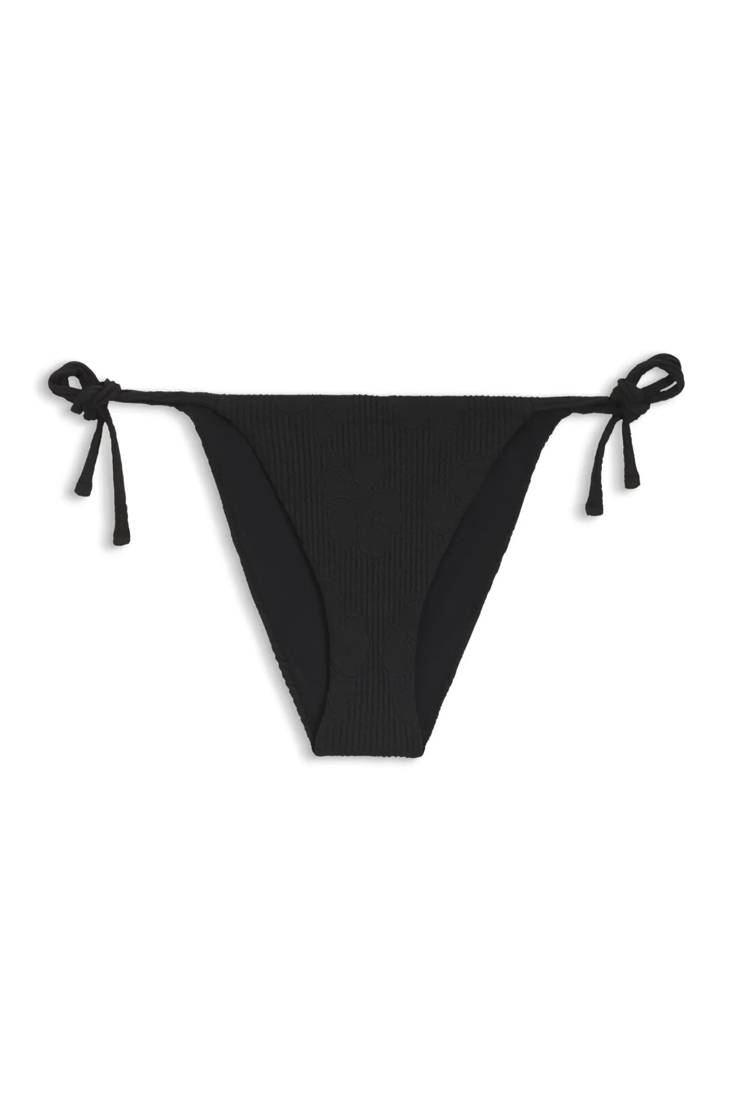 Bikinihose mit seitlicher Bindung und strukturiertem tropischem Muster