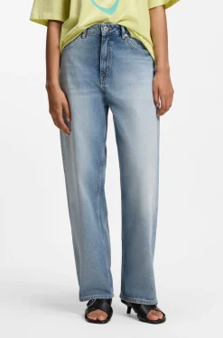 Blaue Loose-Fit Jeans aus festem Denim
