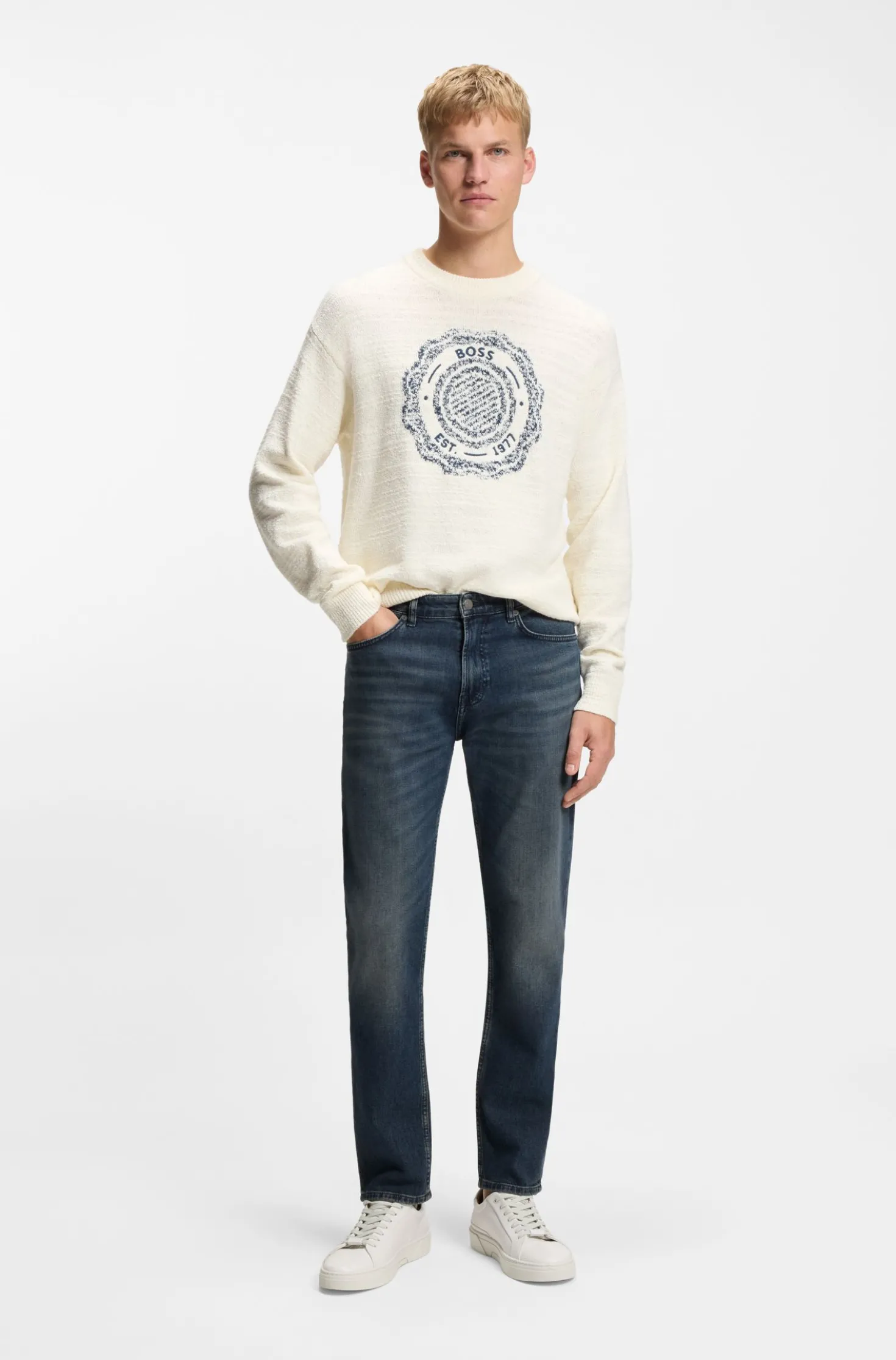 Blaue Maine Regular-Fit Jeans aus bequemem Stretch-Denim