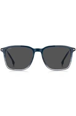 Blaue Sonnenbrille mit Degradé-Optik und Streifen-Detail