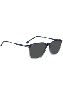 Blaue Sonnenbrille mit Degradé-Optik und Streifen-Detail