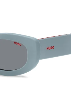 Blaue Sonnenbrille mit Logo-Bügeln