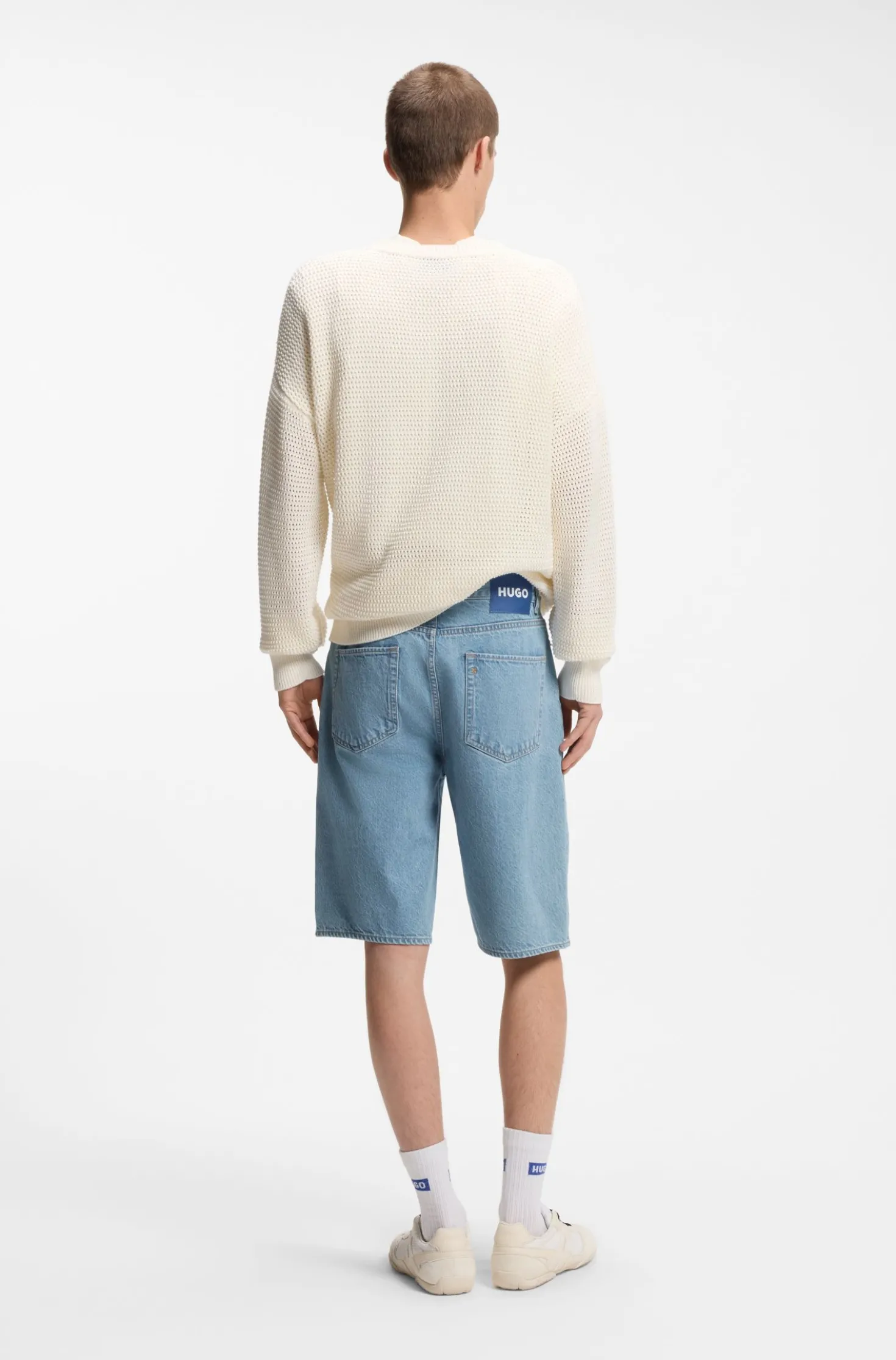 Blaue Straight-Fit Shorts aus Vintage-Denim