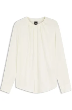 Bluse aus Stretch-Seide mit gerafften Details