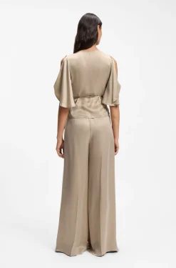 Bluse mit Wickelfront und Kimonoärmeln